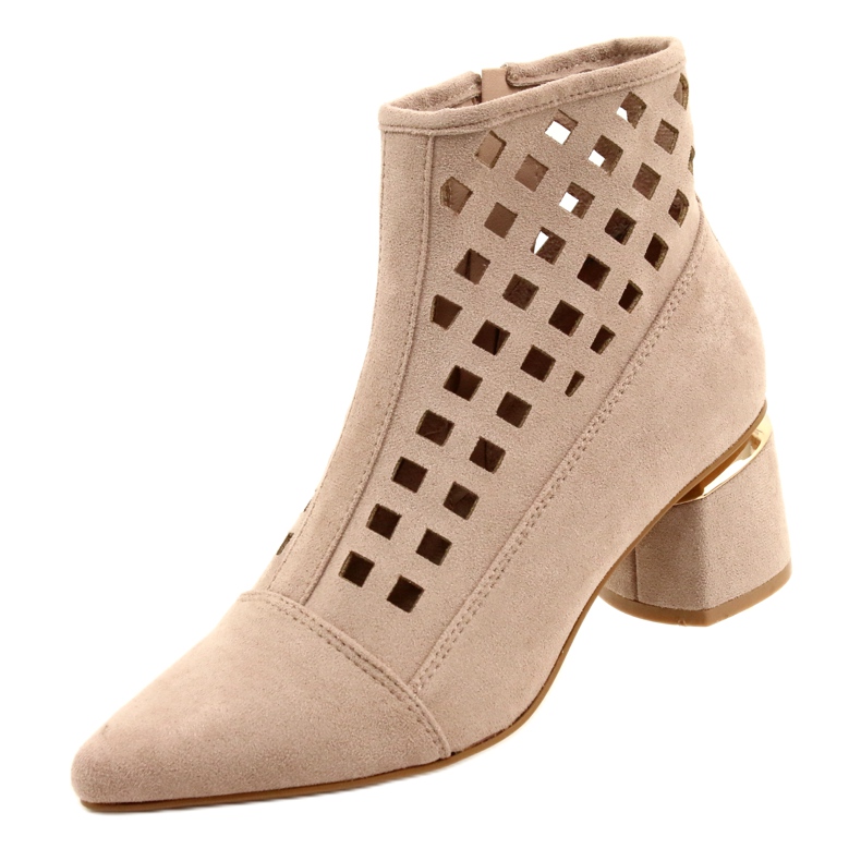 M.Daszyński Durchbrochene Damenstiefel Daszyński MR2168A-3 Wildleder Beige 3