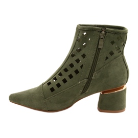 M.Daszyński Damen Daszyński MR2168A-3 Suede Green durchbrochene Stiefel grün 1