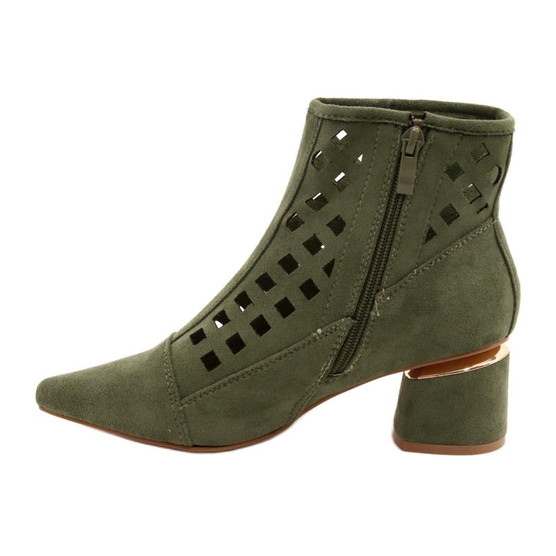M.Daszyński Damen Daszyński MR2168A-3 Suede Green durchbrochene Stiefel grün 1