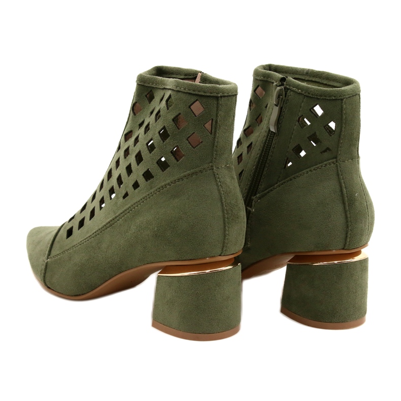 M.Daszyński Damen Daszyński MR2168A-3 Suede Green durchbrochene Stiefel grün 4