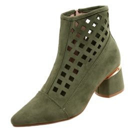M.Daszyński Damen Daszyński MR2168A-3 Suede Green durchbrochene Stiefel grün 3