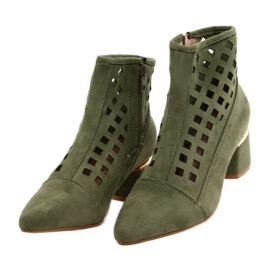 M.Daszyński Damen Daszyński MR2168A-3 Suede Green durchbrochene Stiefel grün 2