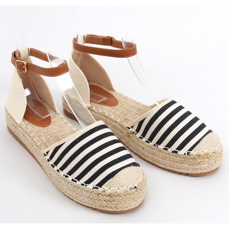 Gema Schwarz gestreifte Espadrilles beige 1