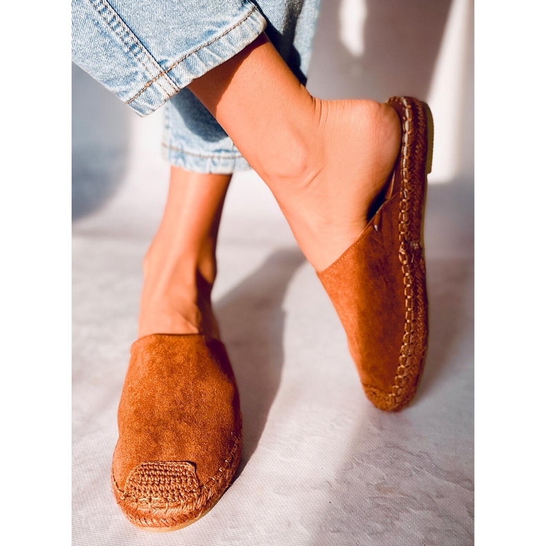 Vollfarbige Espadrilles Marina Camel braun 1