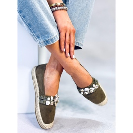 Lola Green Espadrilles mit Muscheln grün 2