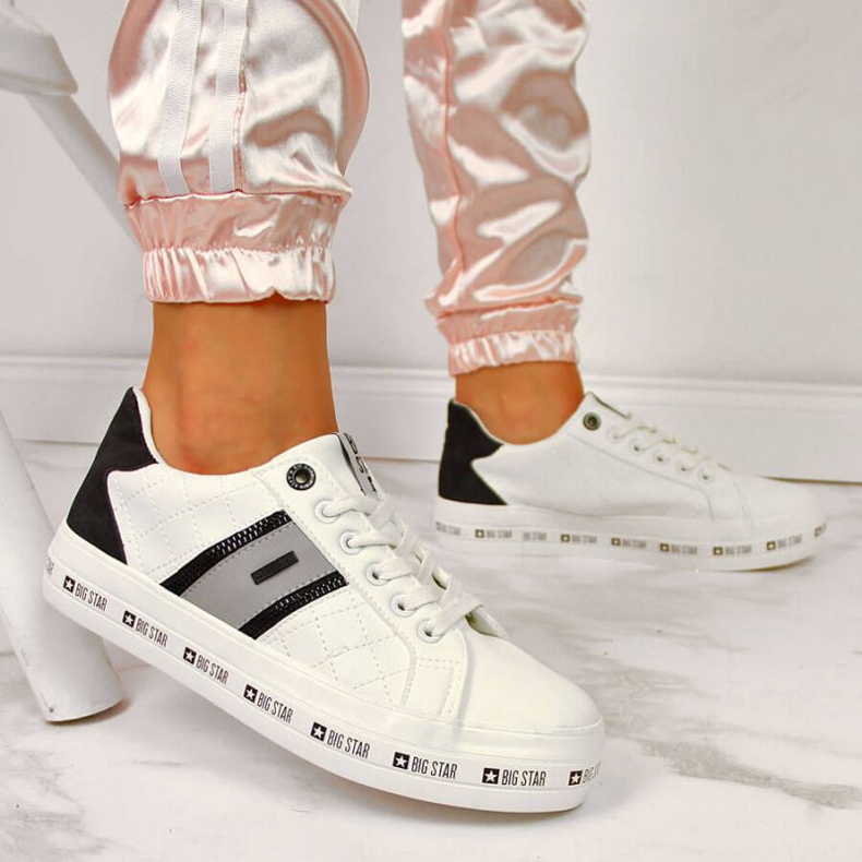 Low-Top-Sneaker auf der Plattform Big Star W II274071 weiß schwarz grau 2