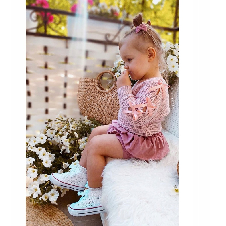 Hohe Sneakers für Kinder mit Spitze Weiß Roly-Poly 2