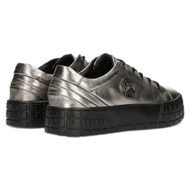 Filippo Stilvolle DP3528 / 22 GN Gun Metal Ledersneaker braun silber- 3