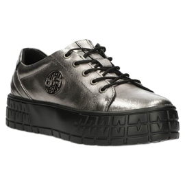 Filippo Stilvolle DP3528 / 22 GN Gun Metal Ledersneaker braun silber- 5