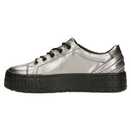 Filippo Stilvolle DP3528 / 22 GN Gun Metal Ledersneaker braun silber- 1
