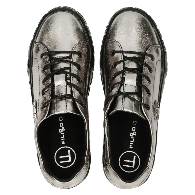 Filippo Stilvolle DP3528 / 22 GN Gun Metal Ledersneaker braun silber- 4