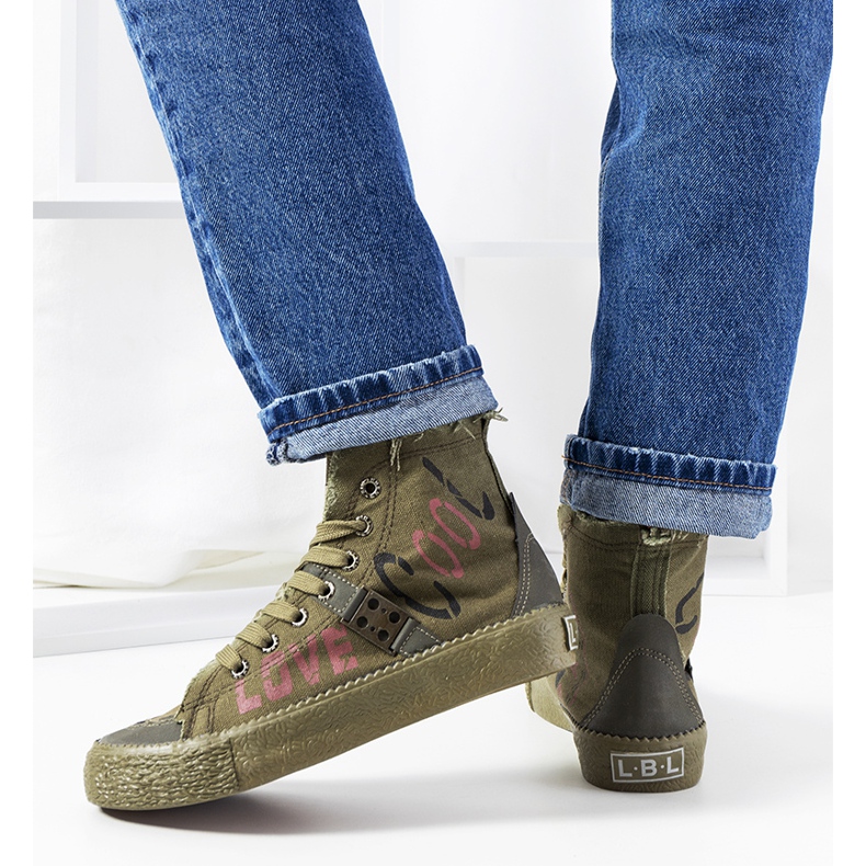 Grüne knöchelhohe Sneakers von Amabella khaki 2