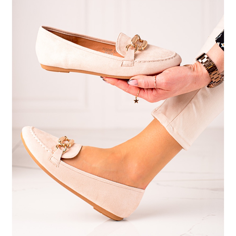 Seastar Mokassins mit goldener Dekoration beige 1