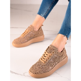 ARTIKER Durchbrochene Sneakers auf der Plattform beige 1