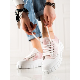 W. Potocki Turnschuhe auf der Potocki-Plattform weiß rosa 1