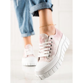 W. Potocki Turnschuhe auf der Potocki-Plattform weiß rosa 2