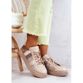 Sportschuhe aus Leder auf der Plattform Maciejka 05482-04 Beige 2