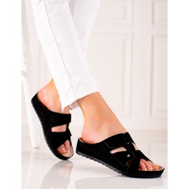 Bequeme und leichte VINCEZA-Hausschuhe schwarz 1