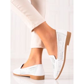 Goodin Leder-Loafer mit durchbrochenem Muster weiß 1