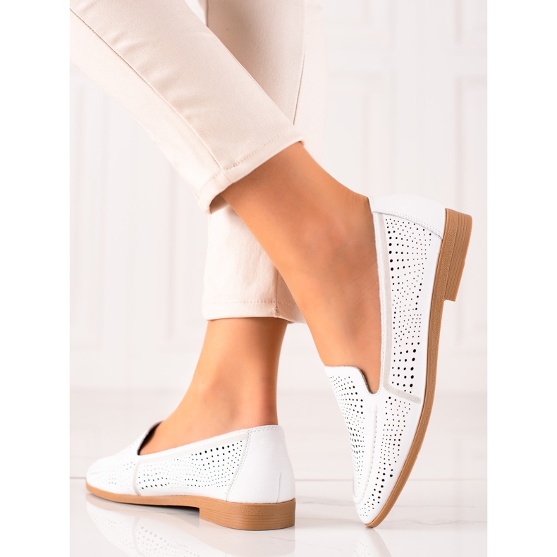 Goodin Leder-Loafer mit durchbrochenem Muster weiß 1