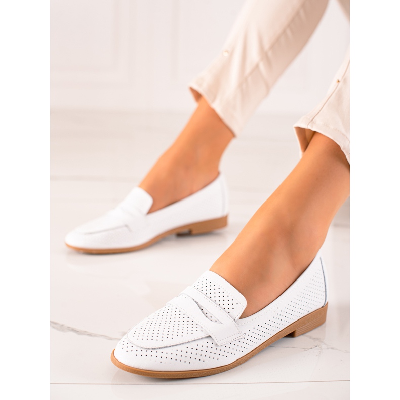 Goodin Durchbrochene Lederlords weiß 1