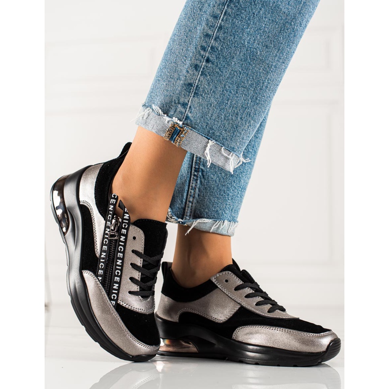 Goodin Sneakers aus Leder mit Reißverschluss schwarz 2