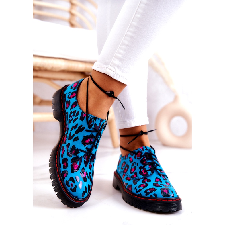 Damen Oxfords Maciejka 04087-47 Lederschuhe Blau mehrfarbig 2