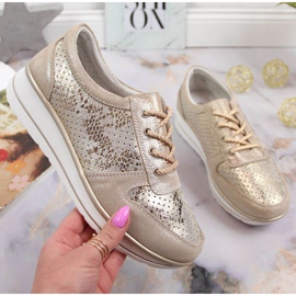 Lederturnschuhe S. Barski W OLI148 Gold golden 1