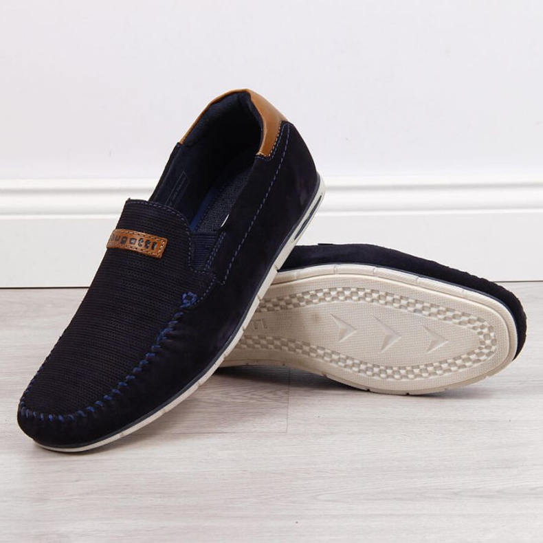 Lederslipper Bugatti M HH153084 marineblau 1