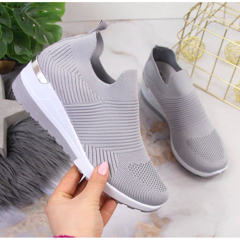 Turnschuhe Socken schlüpfen auf McKeylor W JAN95A grau 1