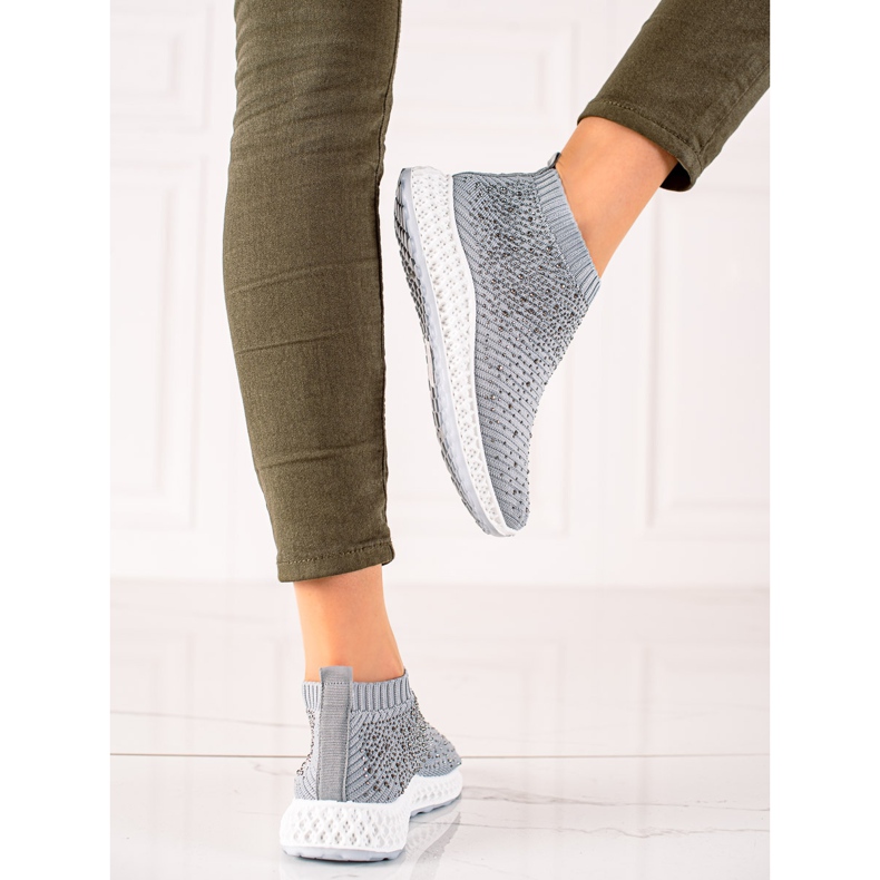 Goodin Slip-on-Sneakers mit Kristallen grau 1