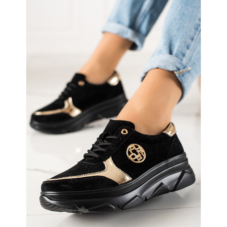 Filippo Ledersneaker auf der Plattform schwarz 2