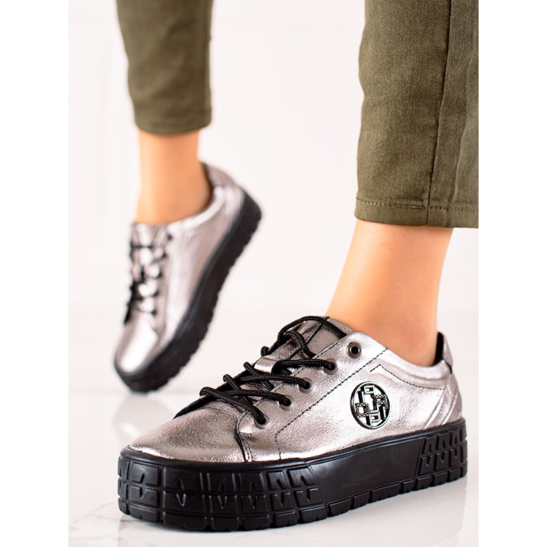 Filippo Ledersneaker auf der Plattform beige 2