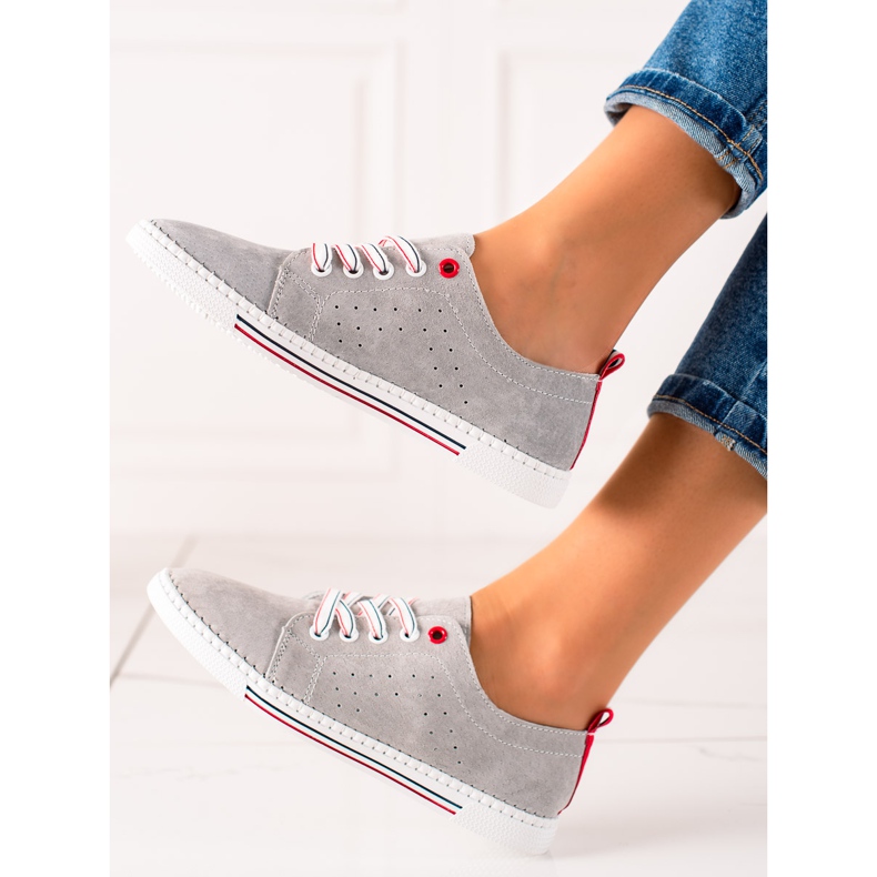 Filippo Klassische Ledersneaker grau 1