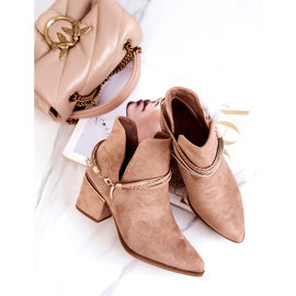 PS1 Inessa Cowboystiefel aus dunkelbeigem Wildleder mit Streifen 5