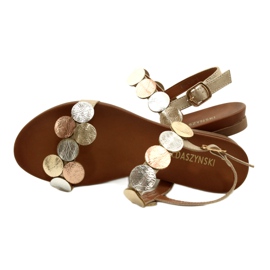M.Daszyński Sandalen goldene Räder Daszyński MR1958-1 Gold beige silber- 4