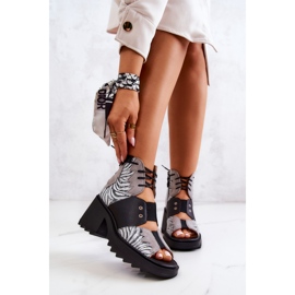 Maciejka 05321-03 Stiefeletten aus grauem und schwarzem Leder silber- 1