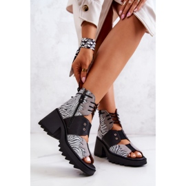 Maciejka 05321-03 Stiefeletten aus grauem und schwarzem Leder silber- 2