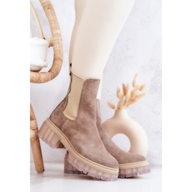 PA2 Beigefarbene Eliann-Stiefel aus Wildleder für Damen 2