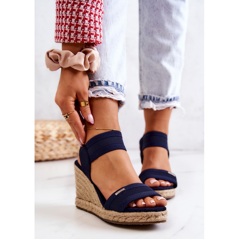Damensandalen mit Keilabsatz Big Star JJ274977 Marineblau navy blau 1
