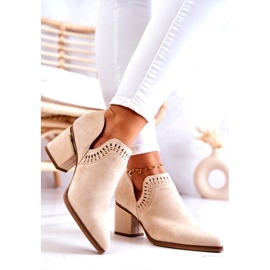 PS1 Durchbrochene Cowboystiefel aus Wildleder Beige Valerie 3