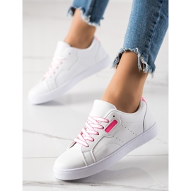 TRENDI Klassische Sneaker zum Schnüren weiß rosa 1
