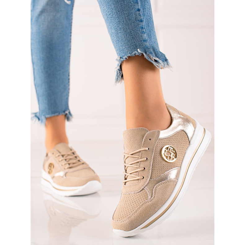 Filippo Beige Lederturnschuhe 1