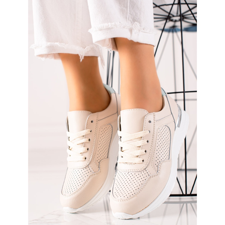 VINCEZA Leder-Sneakers beige 1