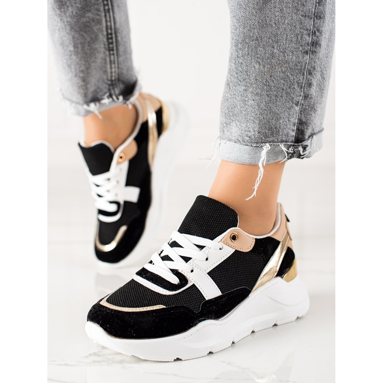 TRENDI Stylische Sneaker schwarz golden 1