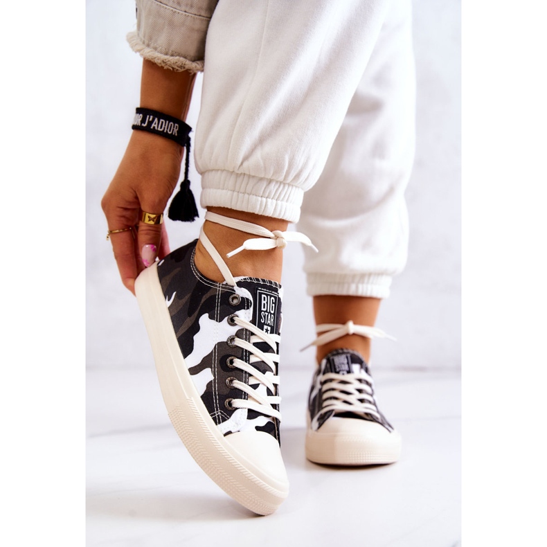 Damen Material Sneakers Camo Big Star JJ274237 Weiß-Grau 1