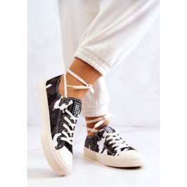 Damen Material Sneakers Camo Big Star JJ274237 Weiß-Grau 2