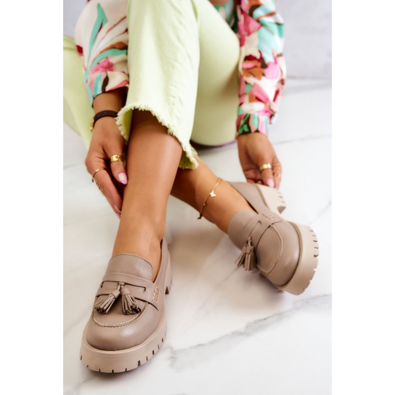 Damen Lederschuhe Fransen Maciejka 05497-04 Beige 1