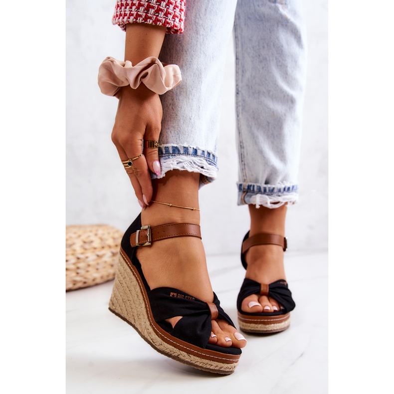 Damensandalen mit Keilabsatz Big Star JJ274937 Schwarz 2