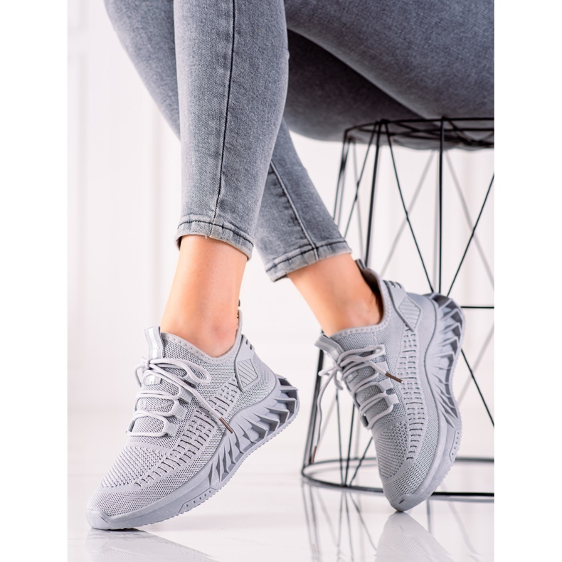 TRENDI Graue Textil-Sneakers 1
